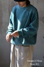 画像6: Used Hanes Raglan Sleeve Blank Sweat Shirt Fade Turquoise made in USA (6)