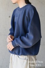 画像6: Used Fruit of the Loom Raglan Sleeve Blank Sweat Shirt Fade Navy (6)