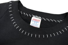 画像4: Used Jerzees Raglan Sleeve Damaged Blank Sweat Shirt Black made in USA (4)