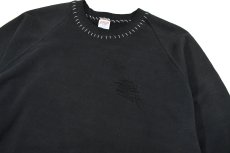 画像2: Used Jerzees Raglan Sleeve Damaged Blank Sweat Shirt Black made in USA (2)