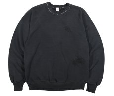 画像1: Used Jerzees Raglan Sleeve Damaged Blank Sweat Shirt Black made in USA (1)