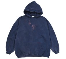 画像1: Used Santee Damaged Blank Sweat Hoodie Navy made in USA (1)