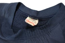 画像4: Used Fruit of the Loom Raglan Sleeve Damaged Blank Sweat Shirt Navy made in USA (4)