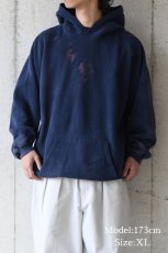 画像9: Used Santee Damaged Blank Sweat Hoodie Navy made in USA (9)