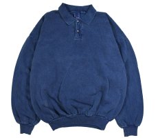 画像1: Deadstock WEK Clothing Sweat Polo Indigo Blue made in USA (1)