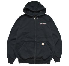 画像1: Used Carhartt Zip Sweat Hoodie Black "New Technology Networks" (1)