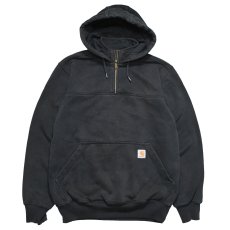 画像1: Used Carhartt Quarter Zip Sweat Hoodie Fade Black (1)