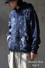 画像6: Used Carhartt Painted Zip Sweat Hoodie Navy (6)