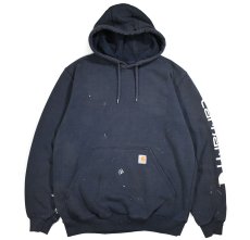 画像1: Used Carhartt Pullover Sweat Hoodie Fade Navy (1)