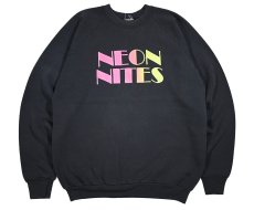 画像1: Used Raglan Sleeve Print Sweat Shirt "Neon Nites" made in USA (1)