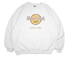 画像1: Used Raglan Sleeve Print Sweat Shirt "Hard Rock Cafe ,Dallas" made in USA (1)