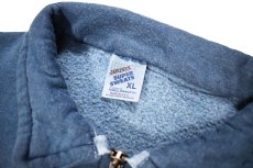 画像4: Used Jerzees Quarter Zip Blank Sweat Shirt Over Dye Indigo made in USA (4)