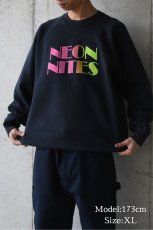 画像6: Used Raglan Sleeve Print Sweat Shirt "Neon Nites" made in USA (6)