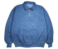 画像1: Used Jerzees Quarter Zip Blank Sweat Shirt Over Dye Indigo made in USA (1)