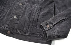 画像3: Used Plain Pockets by JC Penny Flannel Lined Denim Trucker Jacket Black (3)