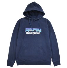 画像1: Used patagonia Print Sweat Hoodie Navy (1)