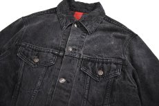 画像2: Used Plain Pockets by JC Penny Flannel Lined Denim Trucker Jacket Black (2)