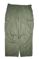 画像1: 60s Used Us Army Cotton Poplin Non Rip Jungle Fatigue Pants Olive (1)