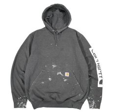 画像1: Used Carhartt Painted Pullover Sweat Hoodie Charcoal (1)