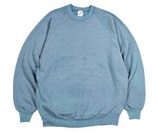 画像1: Used Jerzees Raglan Sleeve Blank Sweat Shirt Sax made in USA (1)