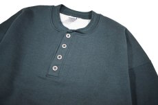 画像2: Used Russell Athletic Henley Neck Blank Sweat Shirt Moss made in USA (2)