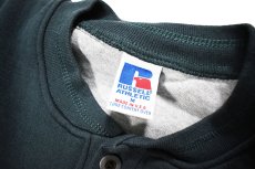 画像4: Used Russell Athletic Henley Neck Blank Sweat Shirt Moss made in USA (4)