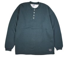 画像1: Used Russell Athletic Henley Neck Blank Sweat Shirt Moss made in USA (1)