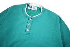 画像2: Used Russell Athletic Henley Neck Blank Sweat Shirt Emerald made in USA (2)