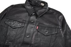 画像2: Deadstock Levi's Leather Trucker Jacket Black リーバイス (2)