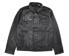 画像1: Deadstock Levi's Leather Trucker Jacket Black リーバイス (1)