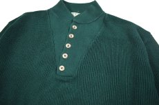 画像2: Used L.L.Bean Henley Neck Knit Sweater Green made in USA (2)