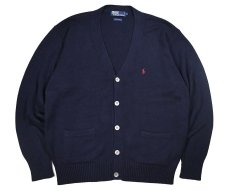 画像1: Used Polo Ralph Lauren Cotton Knit Cardigan Navy ラルフローレン (1)