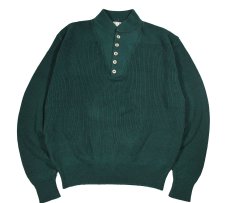 画像1: Used L.L.Bean Henley Neck Knit Sweater Green made in USA (1)