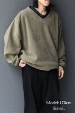 画像5: Deadstock Tri Mountain V-Neck Fleece Pullover #7400 Khaki (5)