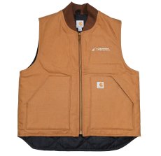 画像1: Used Carhartt Duck Vest Brown "Compeer Financial" (1)