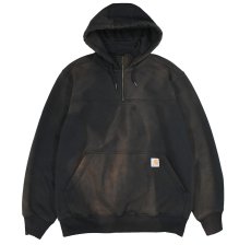 画像1: Used Carhartt Quarter Zip Sweat Hoodie Fade Black (1)