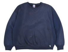 画像1: Used Russell Athletic Blank Sweat Shirt Fade Navy (1)