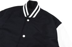 画像2: Holloway Melton/Leather Varsity Jacket Dark Navy/White (2)