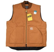 画像1: Carhartt Duck Insulated Rib Collar Vest Brown (1)