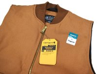 画像2: Carhartt Duck Insulated Rib Collar Vest Brown (2)