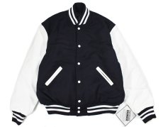 画像1: Holloway Melton/Leather Varsity Jacket Dark Navy/White (1)