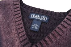 画像3: Used Lands' End Cotton Knit Vest Fade Navy (3)