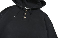 画像2: Used Russell Athletic × L.L.Bean Button Sweat Hoodie Black Over Dye made in USA (2)