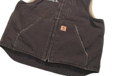 画像3: Used Carhartt Duck Boa Vest Dark Brown "Ludwig Drilling Inc." (3)