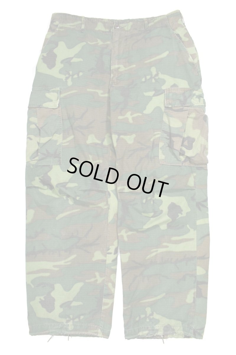 画像1: Used Us Army Cotton Poplin Rip Stop Jungle Fatigue Pants ERDL Leaf Camo (1)