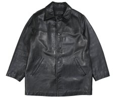 画像1: Used J.Crew Leather Coat Black (1)