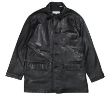 画像1: Used Perry Ellis Leather Coat Black (1)