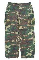 画像1: Used Us Army Cotton Poplin Rip Stop Jungle Fatigue Pants ERDL Leaf Camo (1)