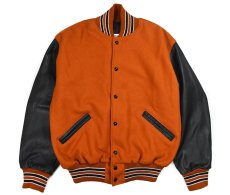 画像1: Used Leader Melton/Leather Varsity Jacket (1)