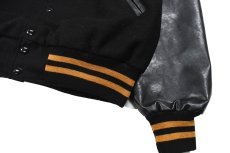 画像3: Used Holloway Melton/Leather Varsity Jacket Black/Black (3)